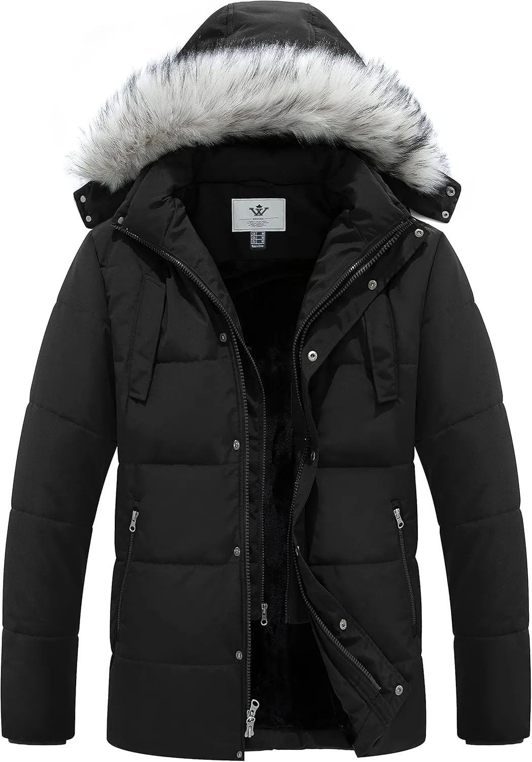 WenVen Men's Winter Puffer Coat Thicken Winter Warm Padded Jacket with Hood