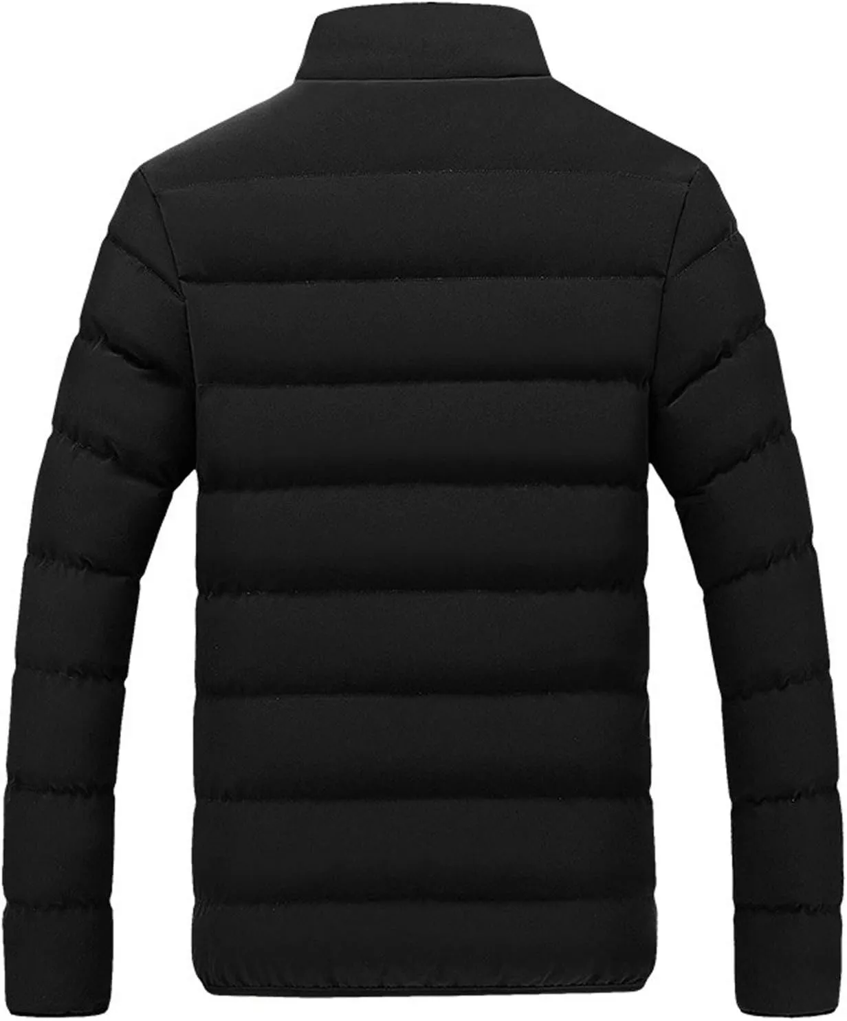 Winter Patchwork Down Coat for Men Lightweight Warm Thicken Padded Outerwear Stand Collar Ski Hiking Travel Overcoat