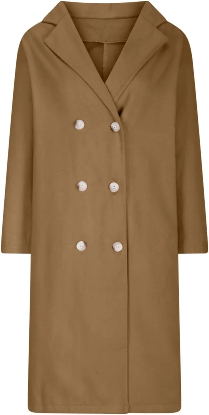 Women Casual Long Woolen Coat Fashion Overcoat Plus Size Trench Coats Loose Plain Plus Size Wool Jacket