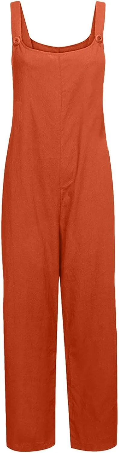 Women Coveralls Pants Catsuit for Women Linen Loose Fit Thin Overall Summer Fall Coveralls 2025 Trendy