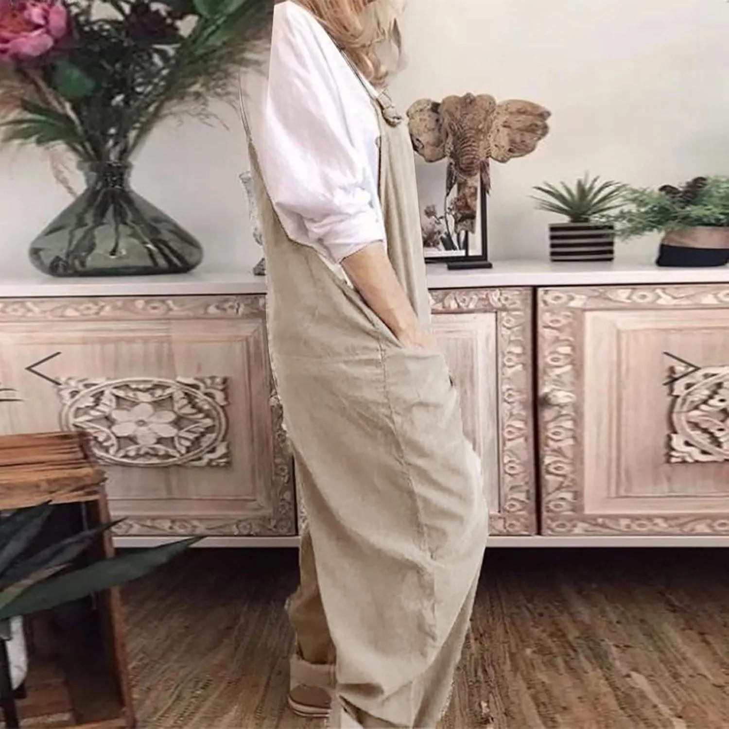 Women Coveralls Pants Catsuit for Women Linen Loose Fit Thin Overall Summer Fall Coveralls 2025 Trendy