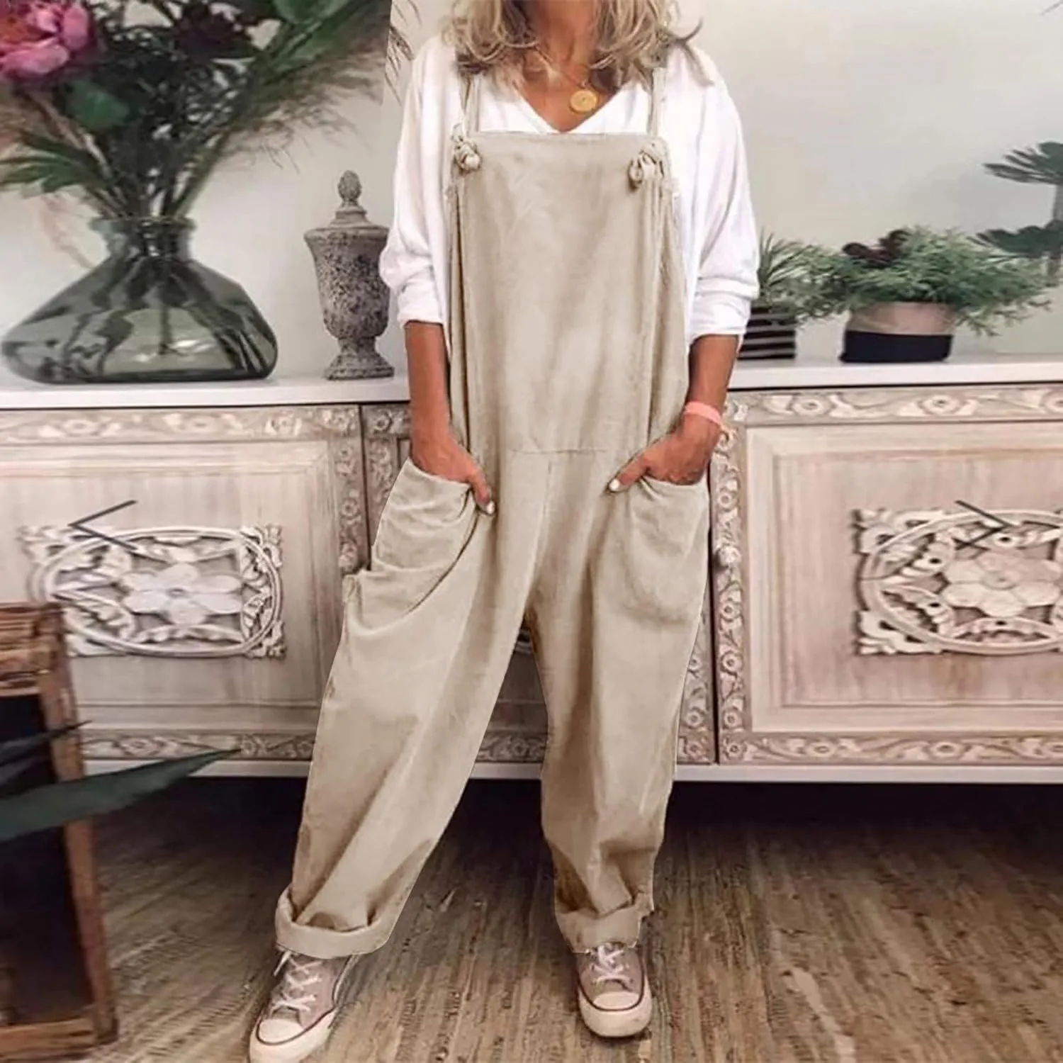 Women Coveralls Pants Catsuit for Women Linen Loose Fit Thin Overall Summer Fall Coveralls 2025 Trendy