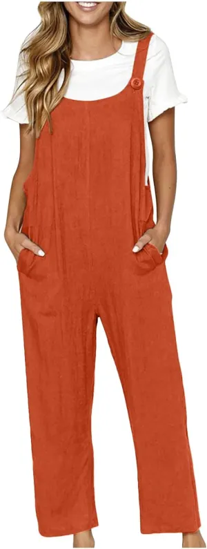 Women Coveralls Pants Catsuit for Women Linen Loose Fit Thin Overall Summer Fall Coveralls 2025 Trendy