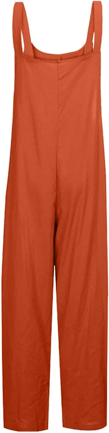 Women Coveralls Pants Catsuit for Women Linen Loose Fit Thin Overall Summer Fall Coveralls 2025 Trendy