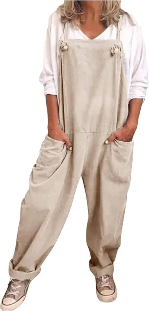 Women Coveralls Pants Catsuit for Women Linen Loose Fit Thin Overall Summer Fall Coveralls 2025 Trendy