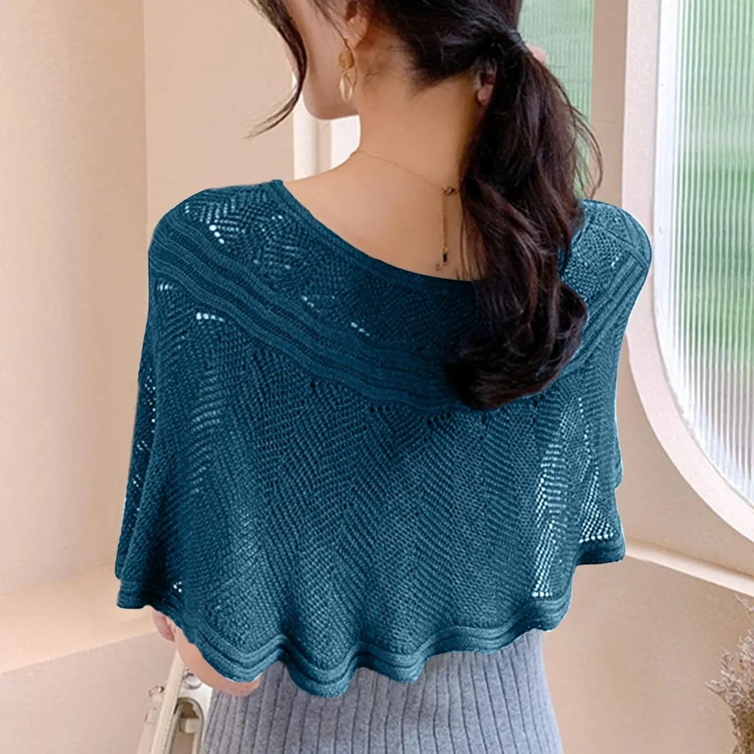 Women Knitted Shawl Wrap Blanket Poncho Cape Oversized Elegant Cardigan Sweater Scarf Open Front Coat Holiday Gifts