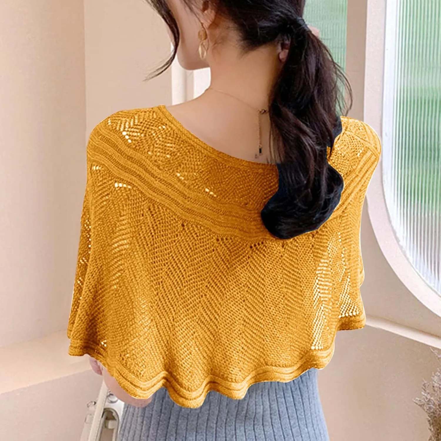 Women Knitted Shawl Wrap Blanket Poncho Cape Oversized Elegant Cardigan Sweater Scarf Open Front Coat Holiday Gifts
