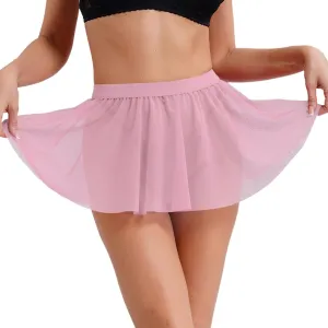Women Sexy Pleated Mini Skirt Solid Ruffle Lingerie Skirts Mesh See Through Beach Cover-ups