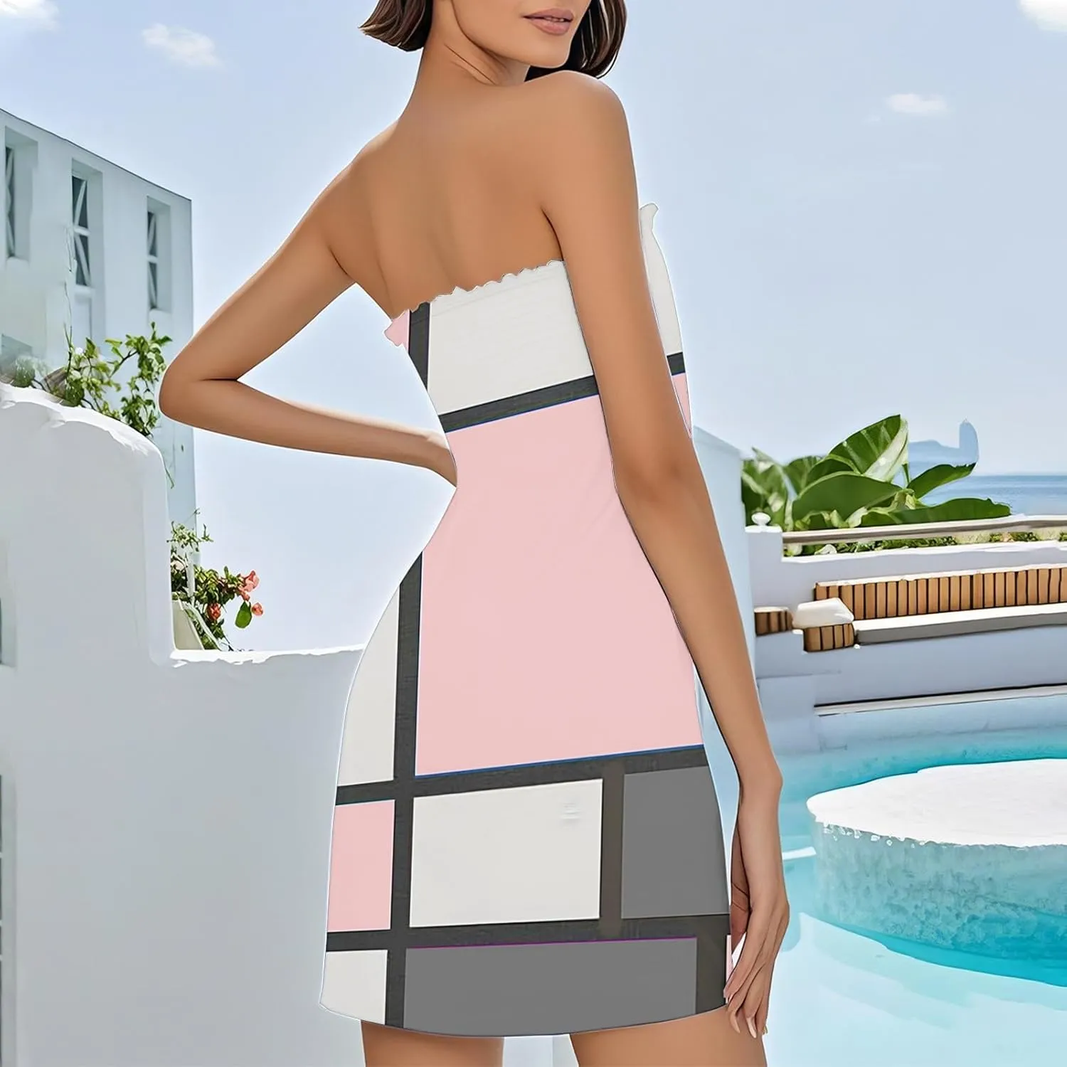 Women Summer Dresses Strapless Casual Beach Cover Ups Tube Top Sundress Sleeveless Off Shoulder Smocked Tube Dress