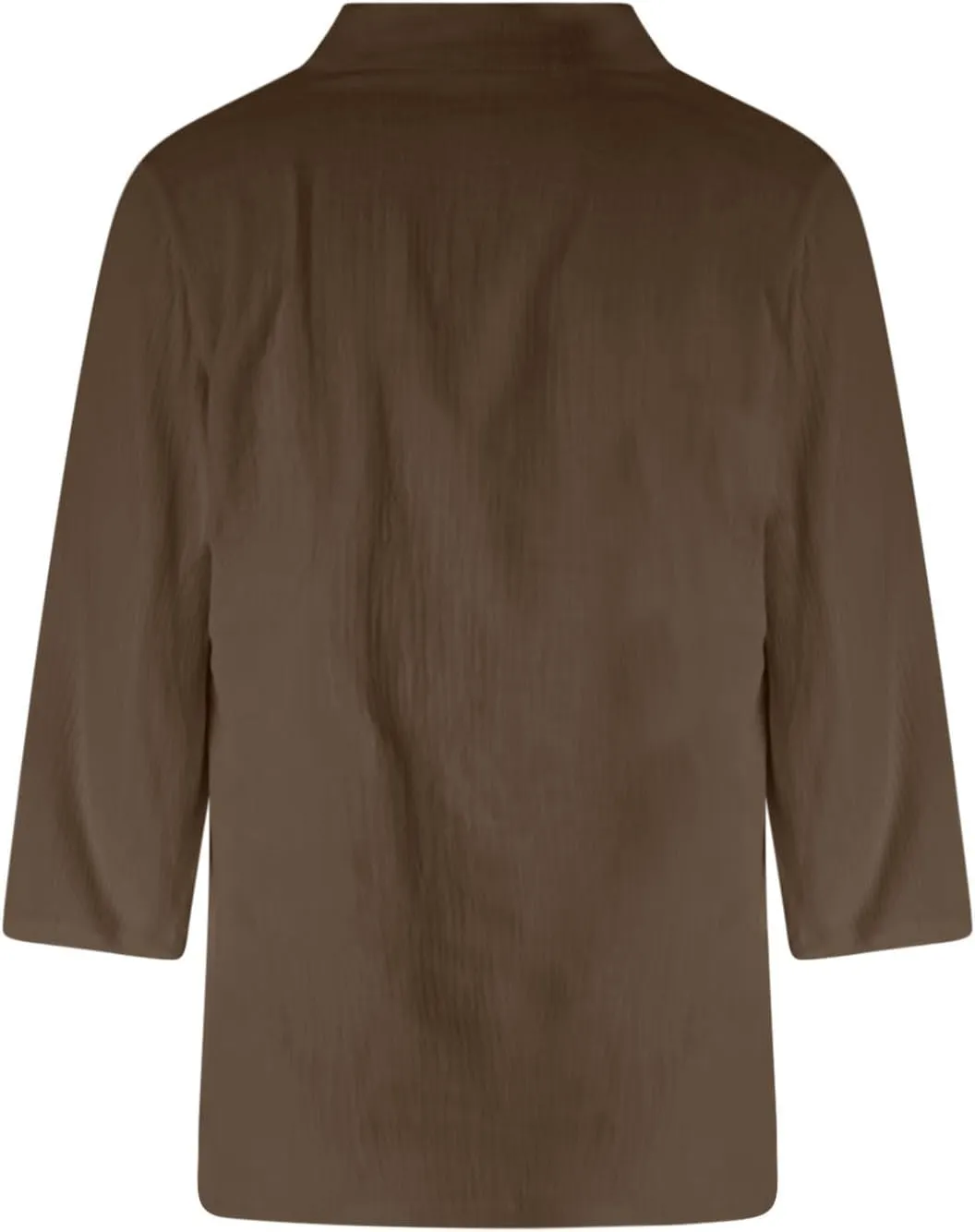 Women V Neck Stand Collar Tunic Tops Summer Cotton Linen 3/4 Sleeve Casual Loose Fit T-Shirts Dressy Basic Office Work Blouse