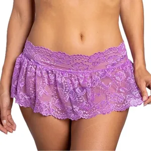 Women Y2K Floral Lace Mini Skirt Sexy Low Waist Solid Color See Through Flirty Lingerie Skirt Summer Sleepwear