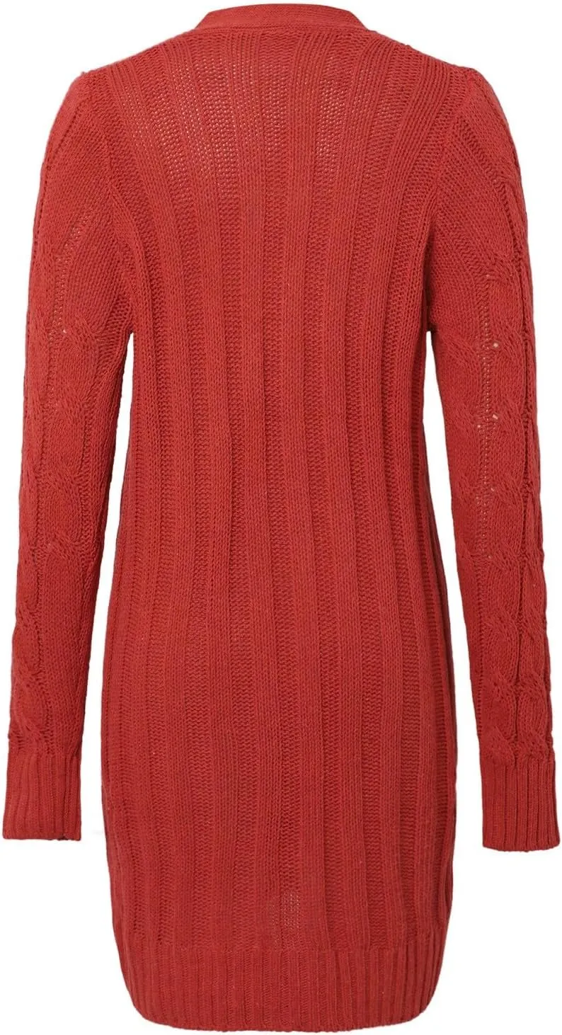 Women's 2024 Fall Winter Cardigan for Women Chunky Open Front Button Down Cable Knitted Sweater Coats with Pockets