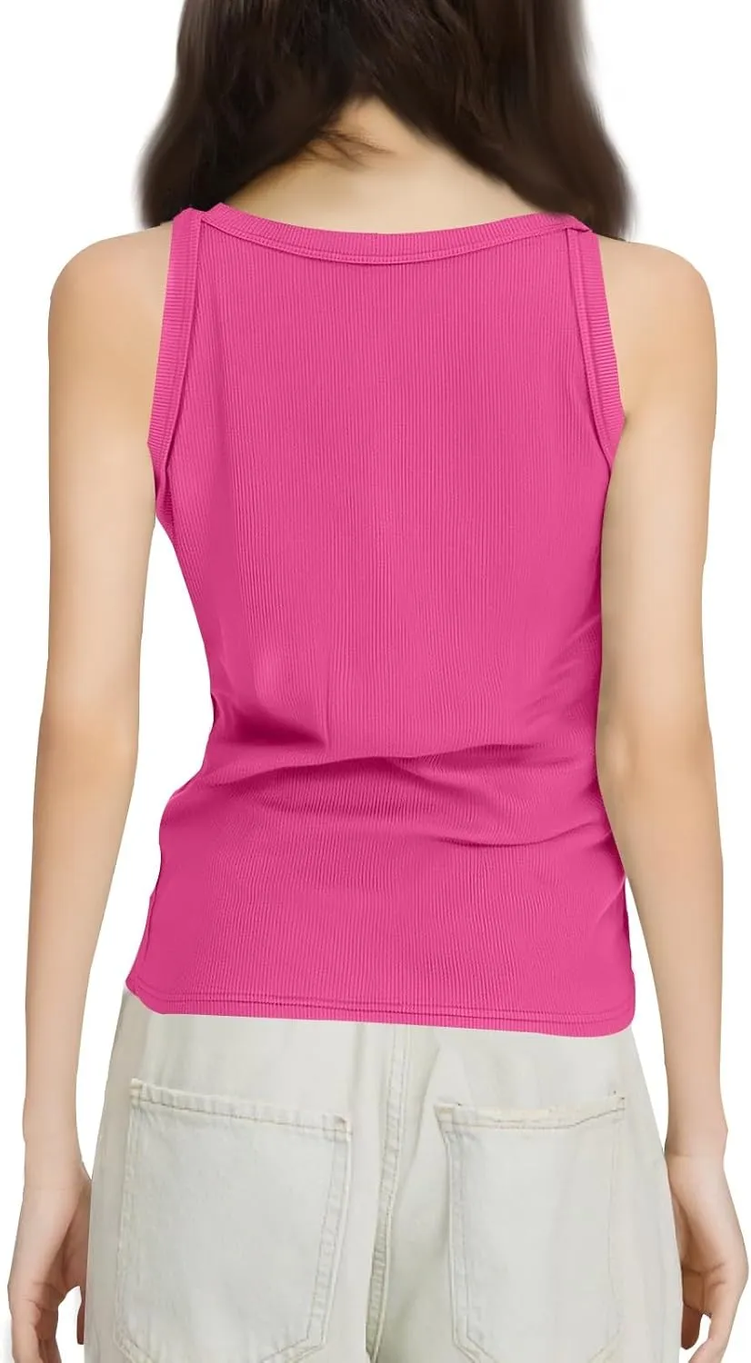 Womens 2025 Slim Fit Camisole Casual Breathable Crewneck Tank Tops Summer Basic Gym Sport Undershirts T-Shirts