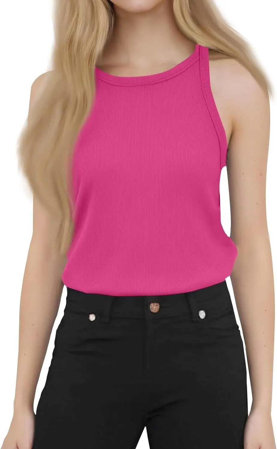 Womens 2025 Slim Fit Camisole Casual Breathable Crewneck Tank Tops Summer Basic Gym Sport Undershirts T-Shirts