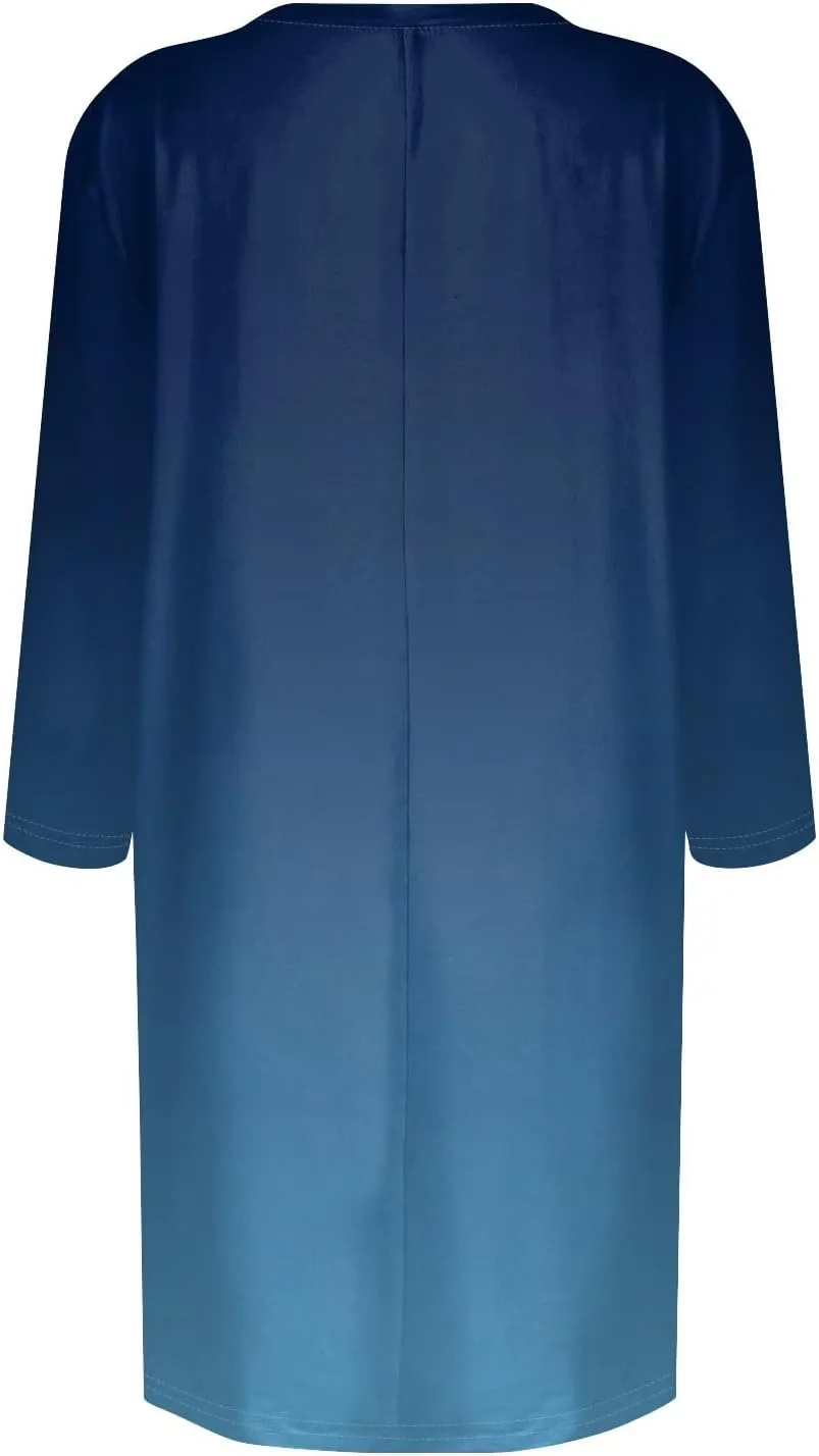 Womens 3/4 Sleeve Tunics or Tops to Wear with Leggings Oversized Casual Long Shirts Tops with Pockets
