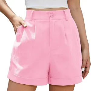 Womens Business Office Suit Shorts High Waisted Straight Solid Formal Work Pants Summer Lightweight Casual Capris with Pocket