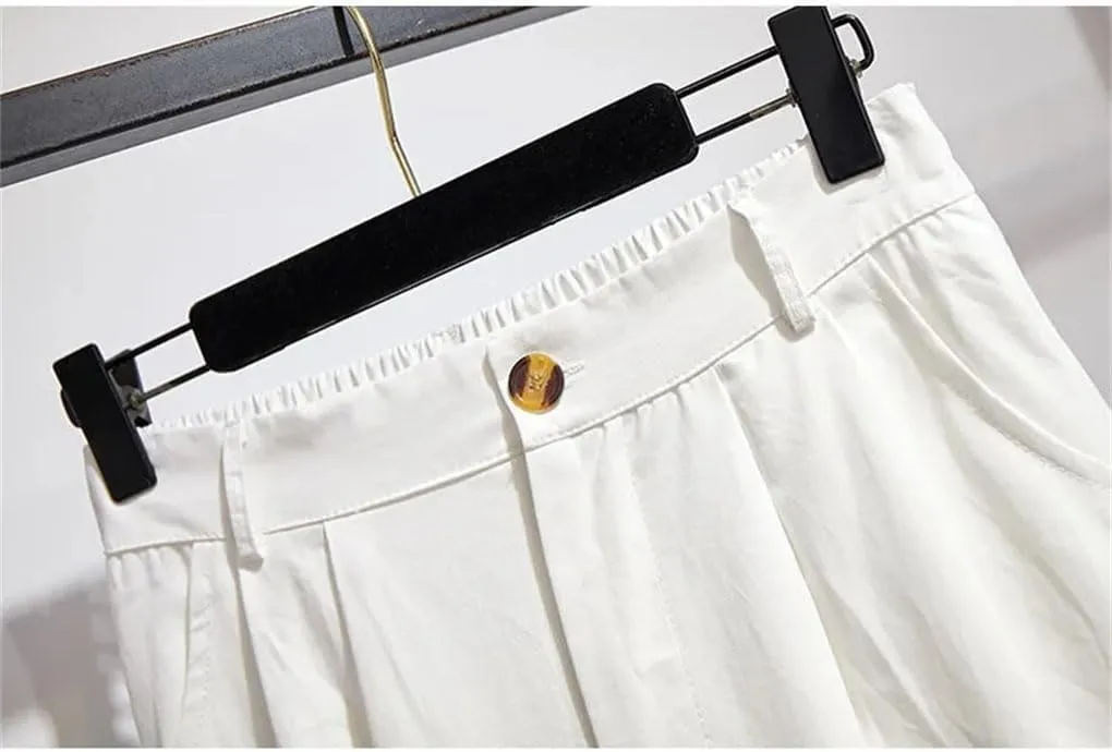 Women's Cotton Pocket Stretch High Waist A-Line Midi Skirt