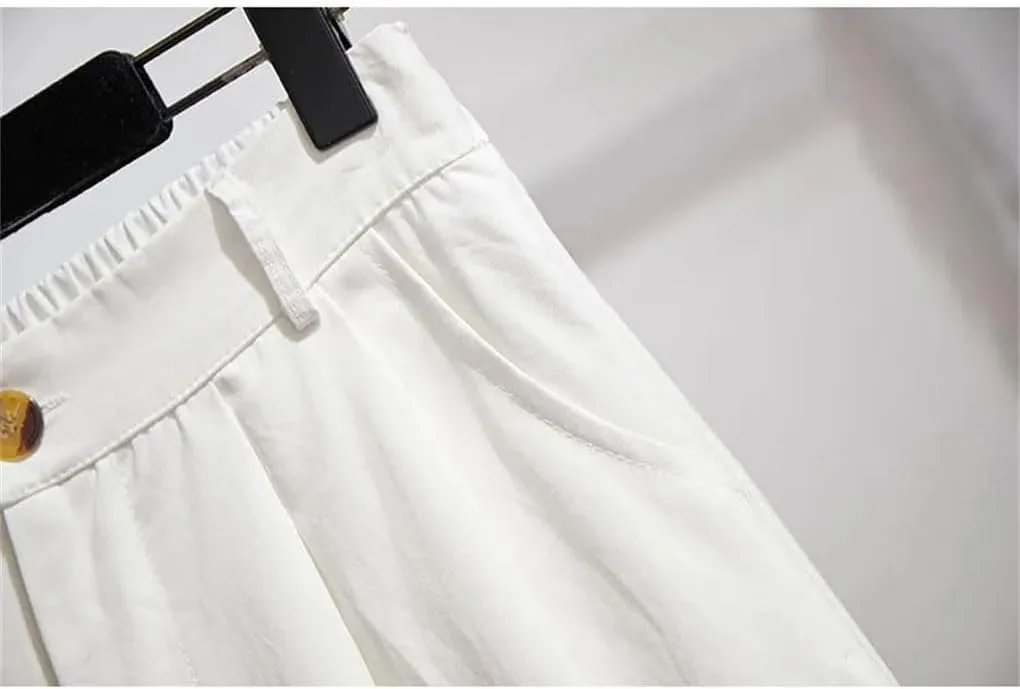 Women's Cotton Pocket Stretch High Waist A-Line Midi Skirt