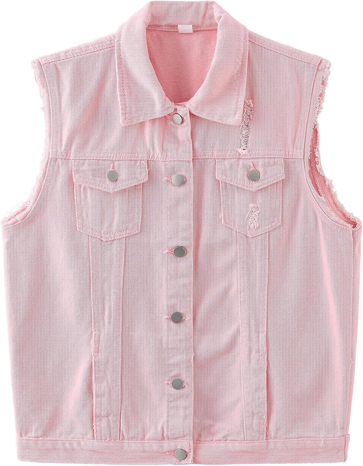 Womens Cute Sleeveless Distressed Slim Fit Denim Jean Crop Jacket Vest