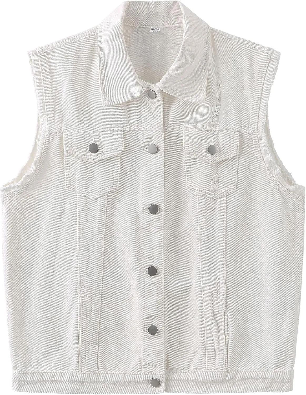 Womens Cute Sleeveless Distressed Slim Fit Denim Jean Crop Jacket Vest