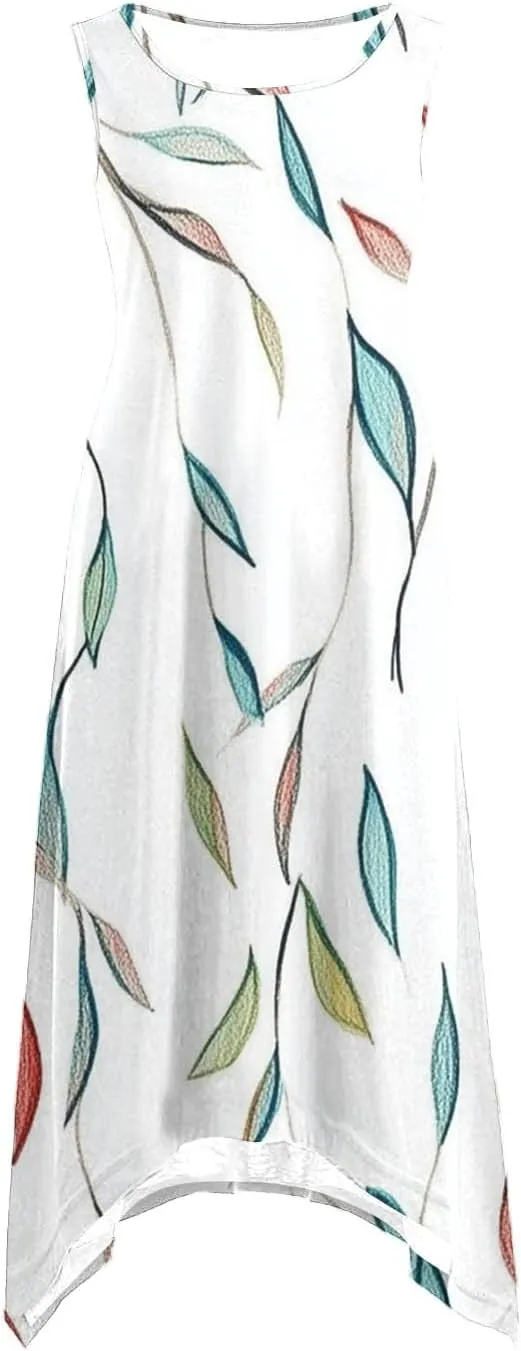 Womens Dresses Casual Summer Fashion Flowy Sleeveless Tank Sundress Crewneck Beach Vacation Swing Long Maxi Dresses