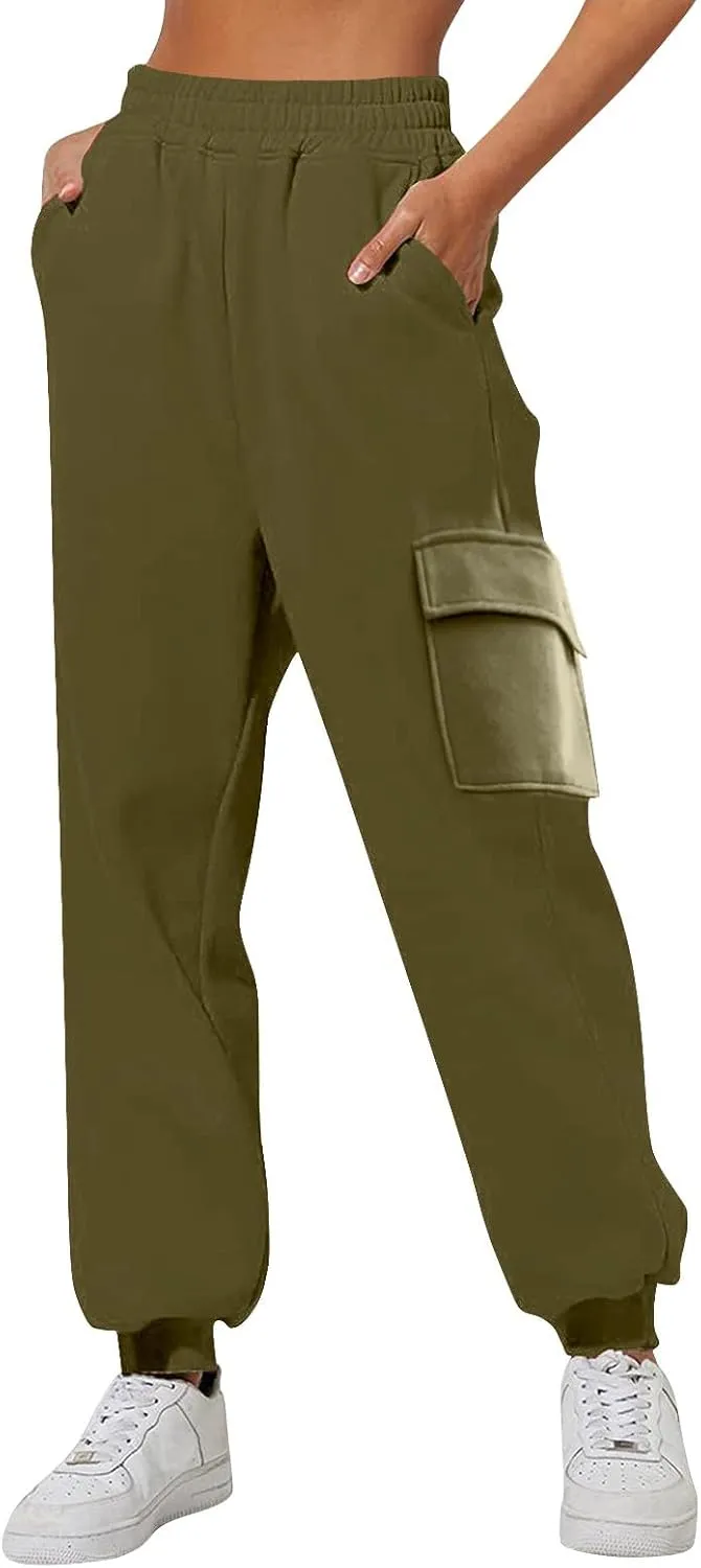 Women's Fleece Lined Sweatpants High Waisted Jogger Pants Warm Summer Workout Lounge Bottoms