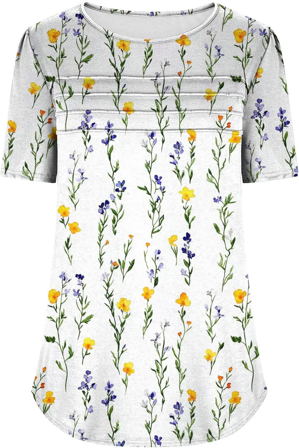 Women's Floral Graphic Short Sleeve Crewneck Tee Loose Fit for Summer Trendy Clothes