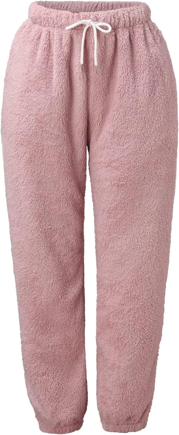 Womens Fuzzy Fleece Pants,2022 Winter Novelty Thicken Jogger Fitness Sweatpants Soft Fluffy Fleece Home Pajama Pants