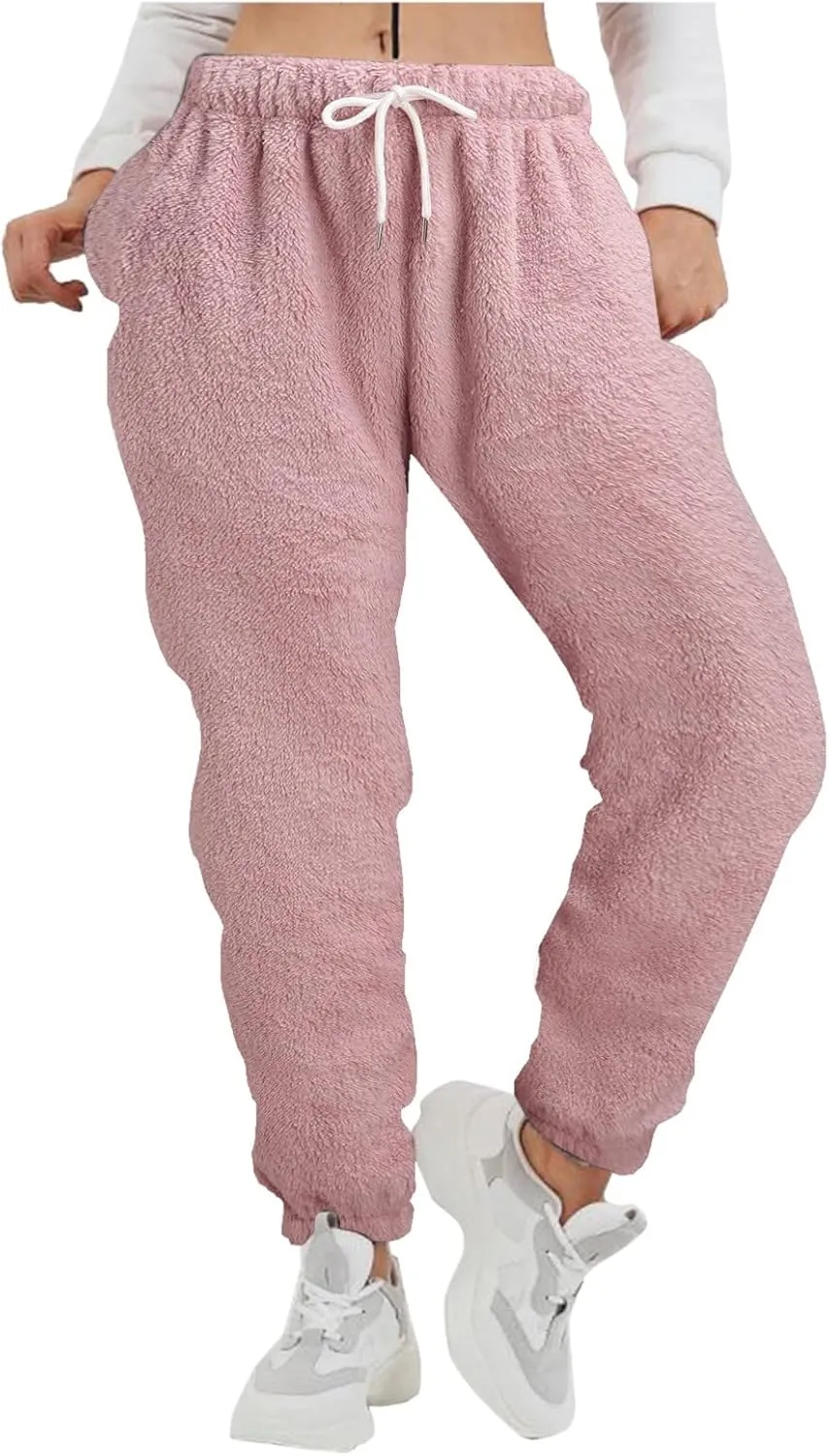 Womens Fuzzy Fleece Pants,2022 Winter Novelty Thicken Jogger Fitness Sweatpants Soft Fluffy Fleece Home Pajama Pants