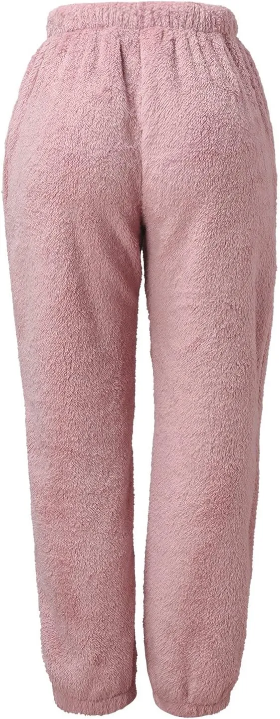 Womens Fuzzy Fleece Pants,2022 Winter Novelty Thicken Jogger Fitness Sweatpants Soft Fluffy Fleece Home Pajama Pants