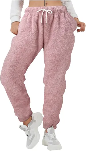 Womens Fuzzy Fleece Pants,2022 Winter Novelty Thicken Jogger Fitness Sweatpants Soft Fluffy Fleece Home Pajama Pants