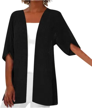 Women's Kimono Cardigan Open Front Summer Loose Sun Shirts Petal Short Sleeve Casual Blouse Tops Cover Ups Beach Wear