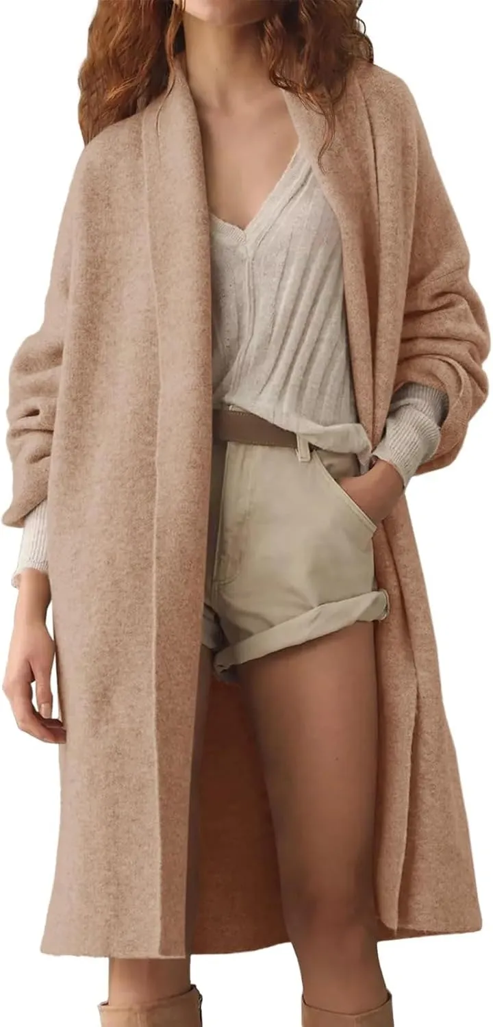 Womens Long Cardigan Sweaters Chunky Open Front Oversized Slouchy Knit Fall Trendy Coatigan Jackets