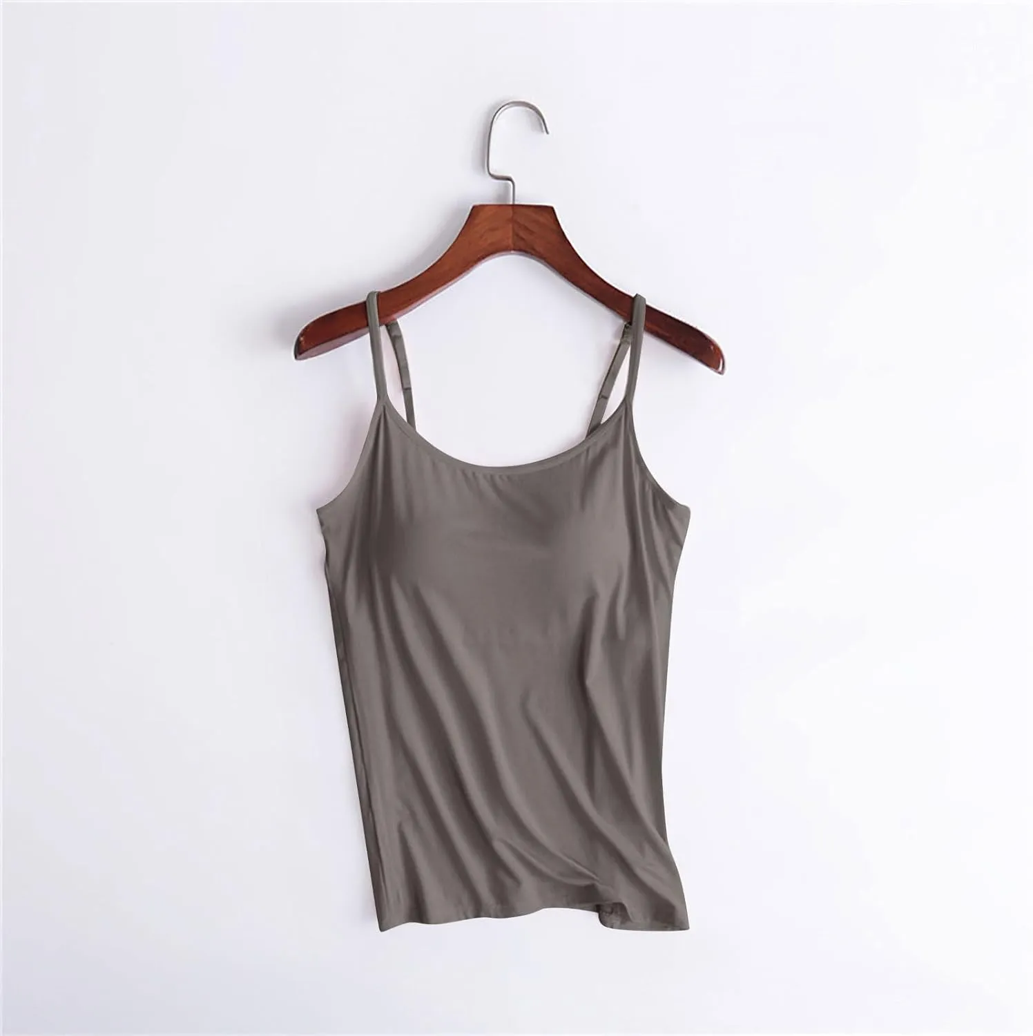 Womens Modal Athletic Tank Tops Summer Spaghetti Strap Built in Bra Crop Vests Fitness Running Yoga Quick-Dry Camisole