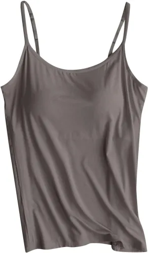 Womens Modal Athletic Tank Tops Summer Spaghetti Strap Built in Bra Crop Vests Fitness Running Yoga Quick-Dry Camisole