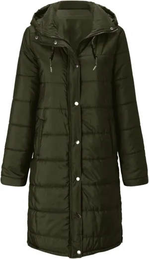 Women's Montreal Mid-Thigh Length Hood Winter Warm Long Vest Sleeveless Long Quilted Vest Thicken Long Outwear