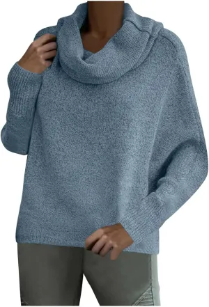 Women's Oversized Turtleneck Pullovers Sweaters Cowl Neck Long Sleeve Fall Winter Slouchy Loose Knit Sweaters