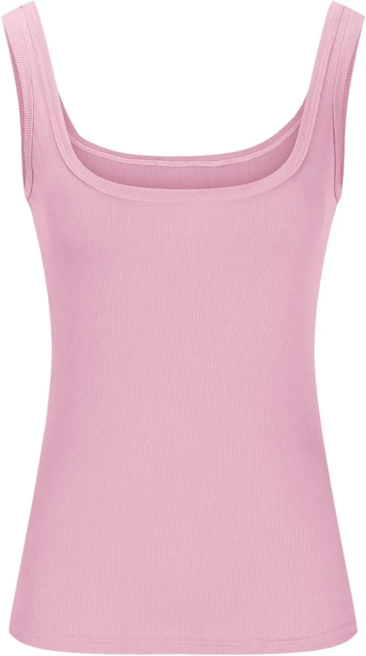 Women's Plus Size Scoop Neck Sleeveless Tank Tops Casual Solid Color Slim Basic Tank Tops Trendy Spring Summer Outfit