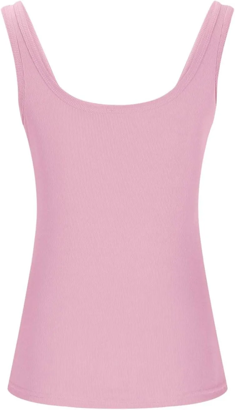 Women's Plus Size Scoop Neck Sleeveless Tank Tops Casual Solid Color Slim Basic Tank Tops Trendy Spring Summer Outfit