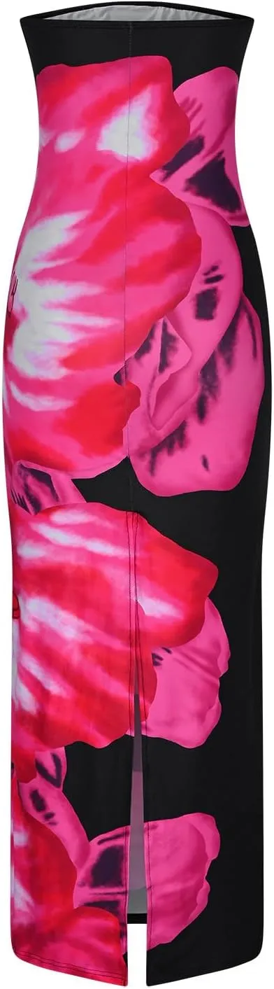 Women's Sexy Off Shoulder Dresses Vintage Floral Print Slim Wrap Dress 2025 Summer Trendy Holiday Beach Party Dress