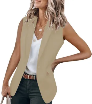 Womens Sleeveless Blazer Vest Casual V Neck Open Front Vest Lightweight Work Office Jackets Summer 2025 Fashion