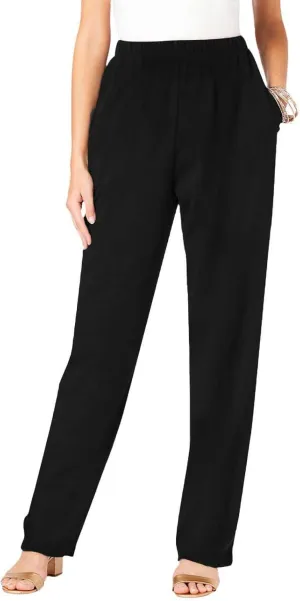 Women's Solid Color Long Pants Dressy Straight Leg Winter Sweatpants Thickened Plus Size Trousers with Pockets