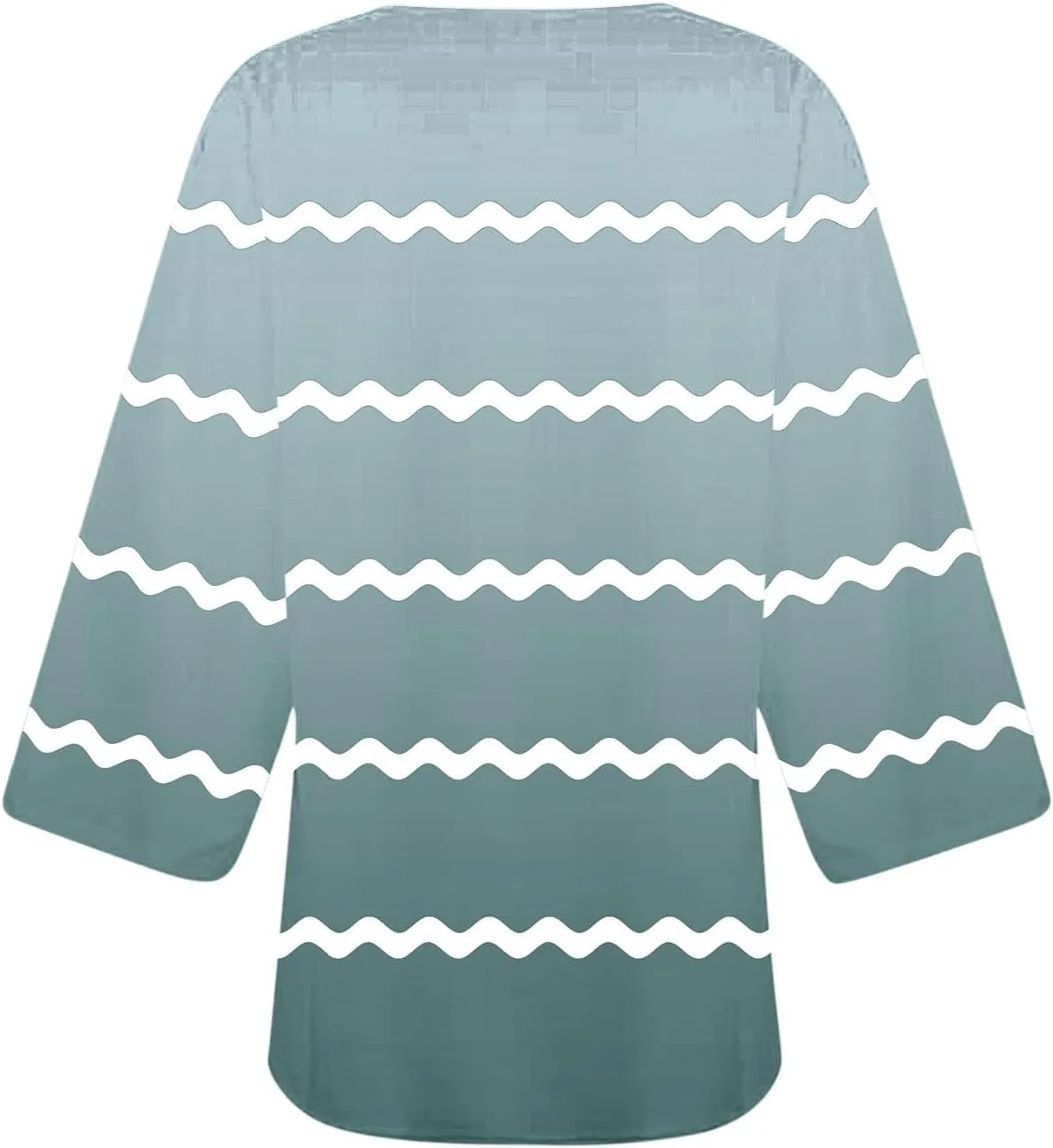 Women's Striped Gradient Print 3/4 Sleeve Kimono Cardigan Summer Loose Fit Beach Swimwear Cover Up Casual Blouse Tops
