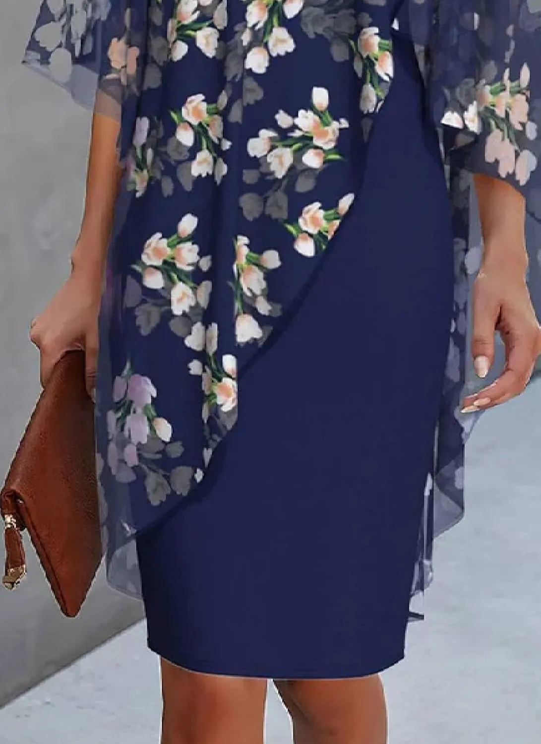 Womens Summer Dresses 2025 Loose Round Neck Shift Dresses Elegant Blue Floral Print Mini Dress Vacation Dresses Over 50