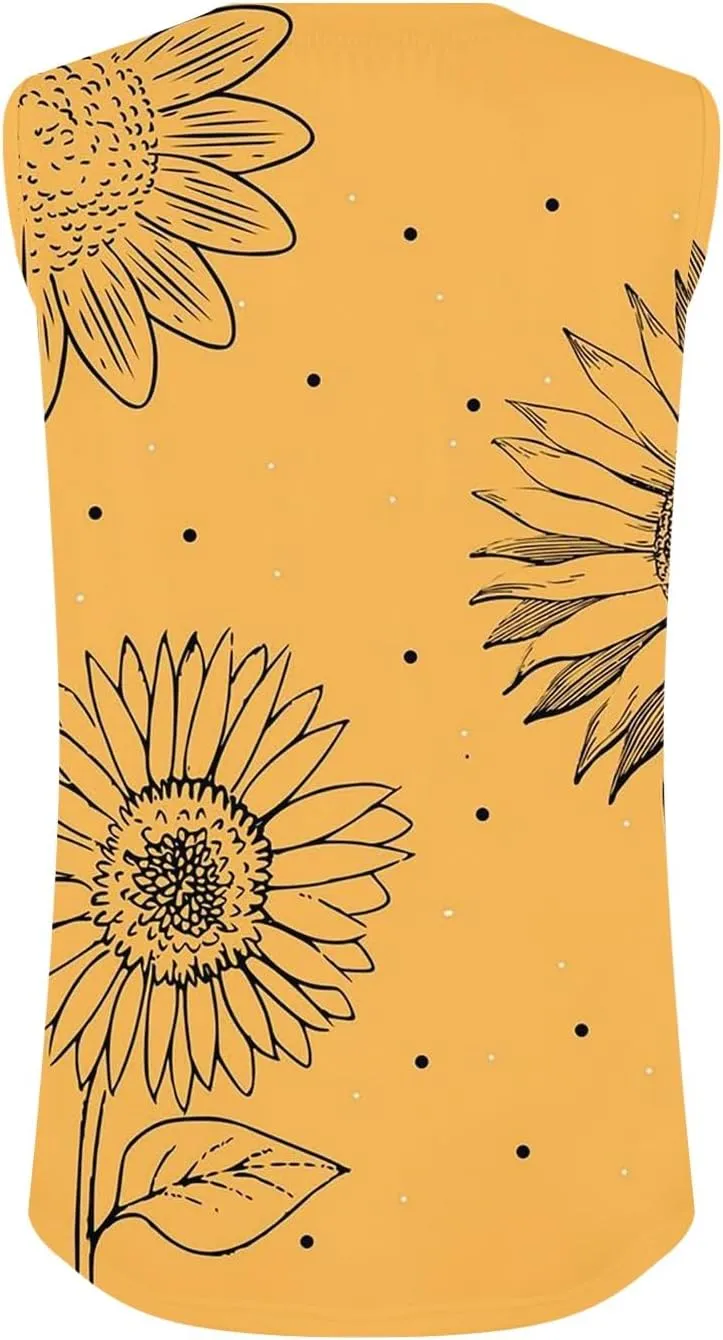 Women's Summer Tank Tops 2025 Fashion Pleated Crew Neck Floral Loose Fit Casual Sleeveless Flowy Boho Tunic Shirts