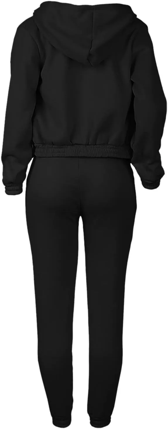 Womens Sweatsuits 3 Piece Set, Loose Pullover Hoodies Tops and Sweatpants Tracksuit Jogger Set Lounge Matching Set