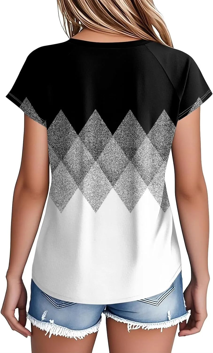 Womens Tops Short Sleeve T-Shirts 2025 Summer Dressy Casual Crew Neck Tunic Tops Loose Fit Shirts Blouses Outfits