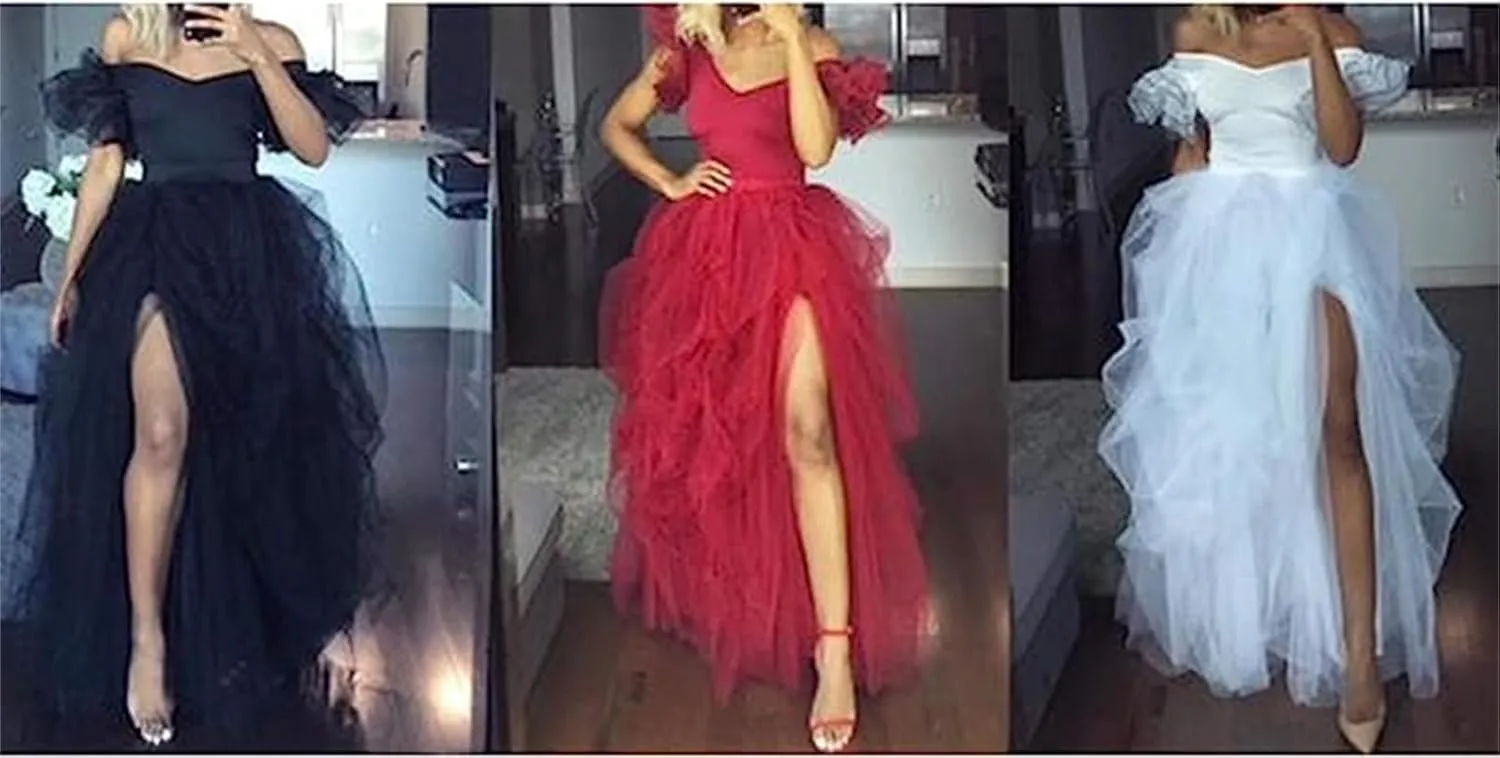 Women's Tulle Tutu Long Skirt High Waist Floor Length Layered Puffy Maxi Dresses A-Line Evening Party Wedding Skirt