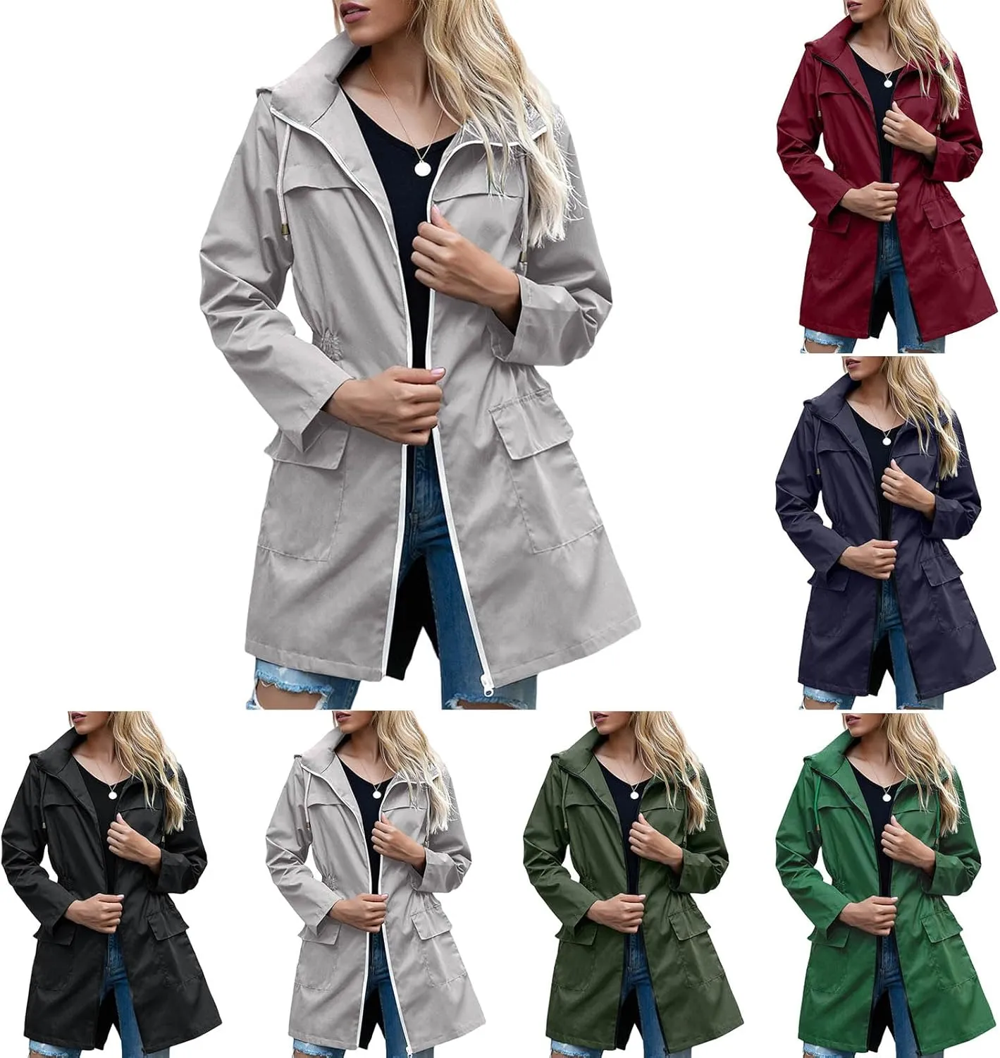 Womens Waterproof Raincoat with Hood Active Outdoor Hooded Raincoat Lightweight Windbreaker