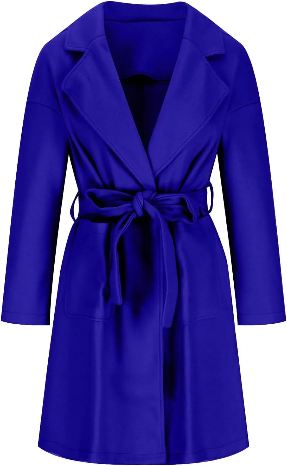 Women's Winter Wool Blend Peacoat Lapel Outerwear Trendy Jacket Casual Elegant Business Long Trench Coats with Belt